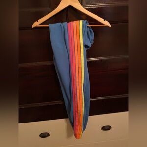 Aviator Nation Blue Sweatpants with Rainbow Stripe
